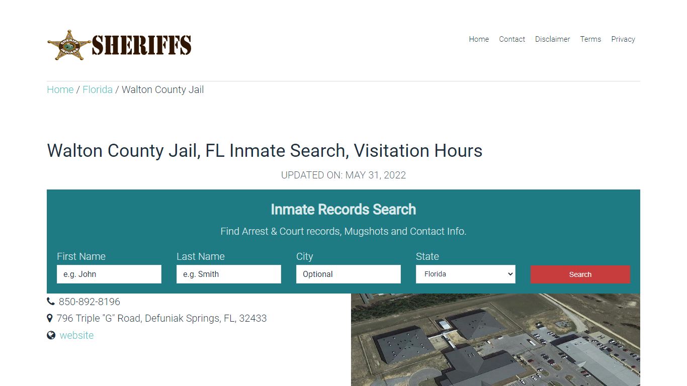 Walton County Jail, FL Inmate Search, Visitation Hours