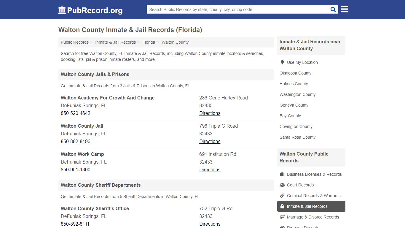Free Walton County Inmate & Jail Records (Florida Inmate ...